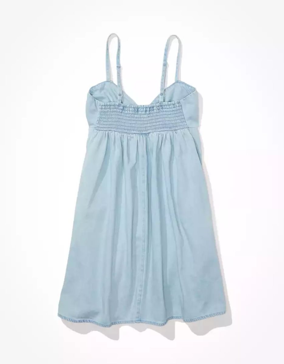 Mini Robe American Eagle AE Ruched Corset Babydoll Bleu Femme | SBJ-70475110